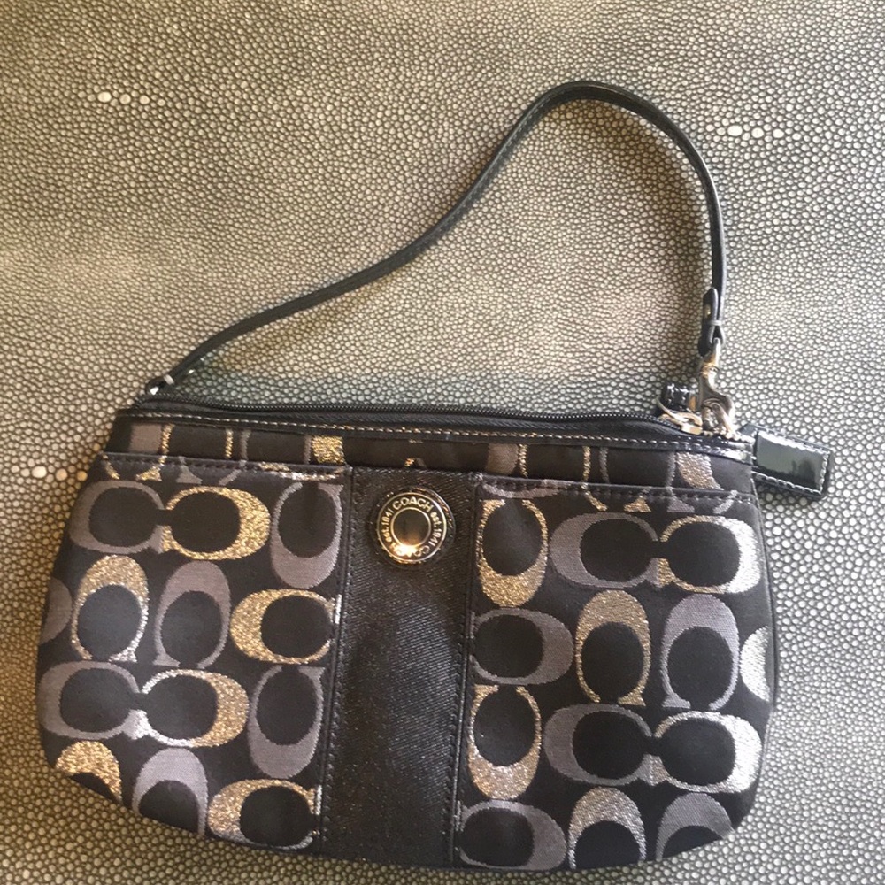 Coach Clutch - Black and Silver